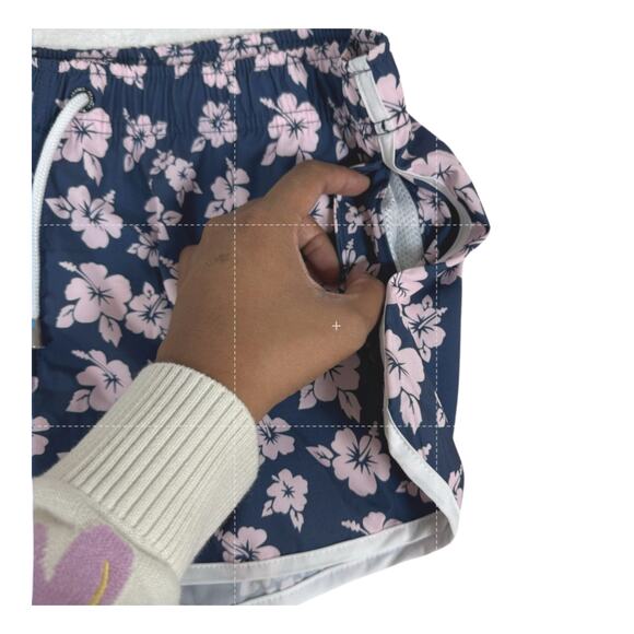 Franks Navy Blue Pink Oahu Floral Print Swim Athletic Board Shorts Women Size XL - Picture 3 of 7